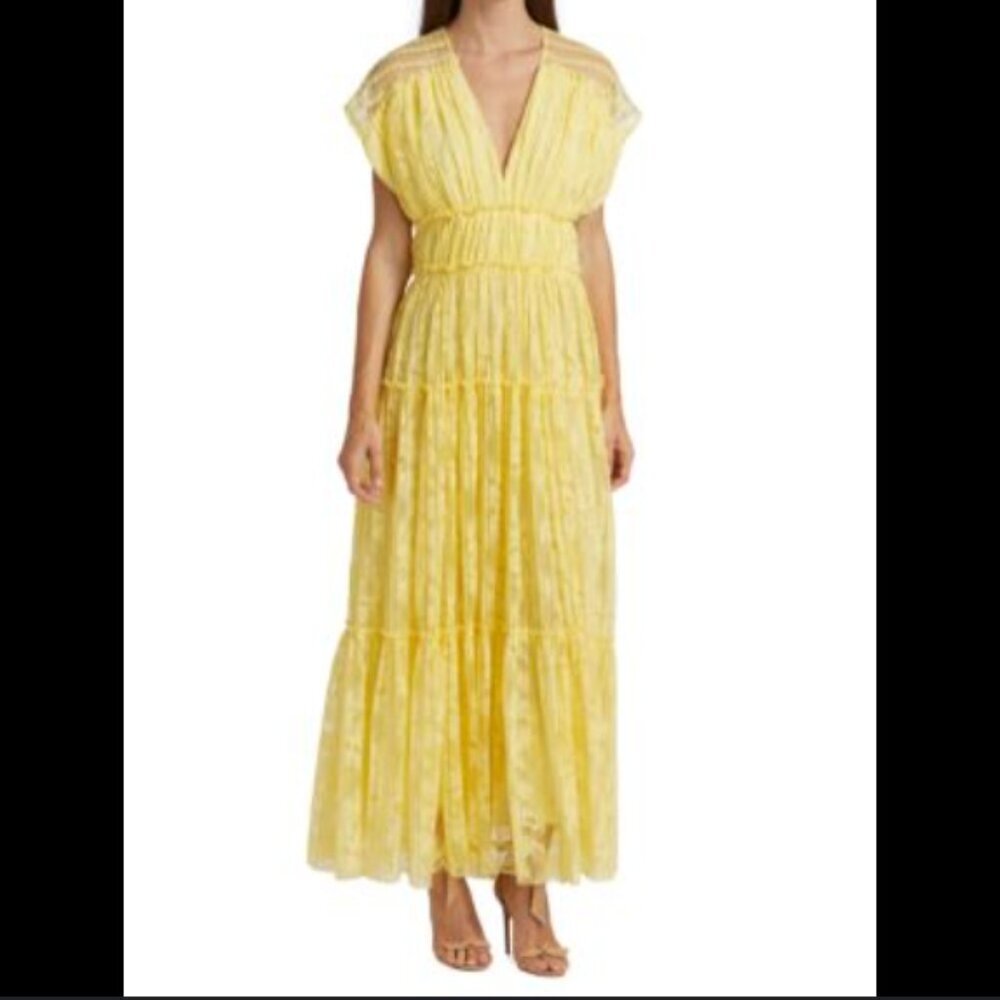 Lela Rose Chantilly Lace Midi Dress in Limencello Size 6 Women's